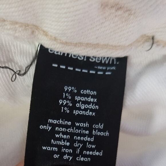 Earnest Sewn Jeans Womens 32 White Cream Skyler Distressed Stretch Preppy - Picture 6 of 8